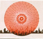 1950s Atom Bomb image showing effects of radiation on an American City